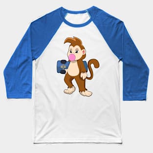 Monkey as Skater with Skateboard Baseball T-Shirt